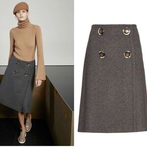 STELLA McCartney gray Pelier wrap front wool cashmere blend button skirt Sz 38